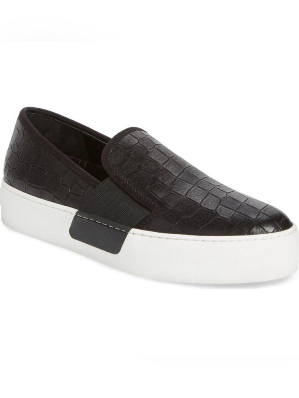 1. State Black Croc-Embossed Slip-On Sneakers with White Sole